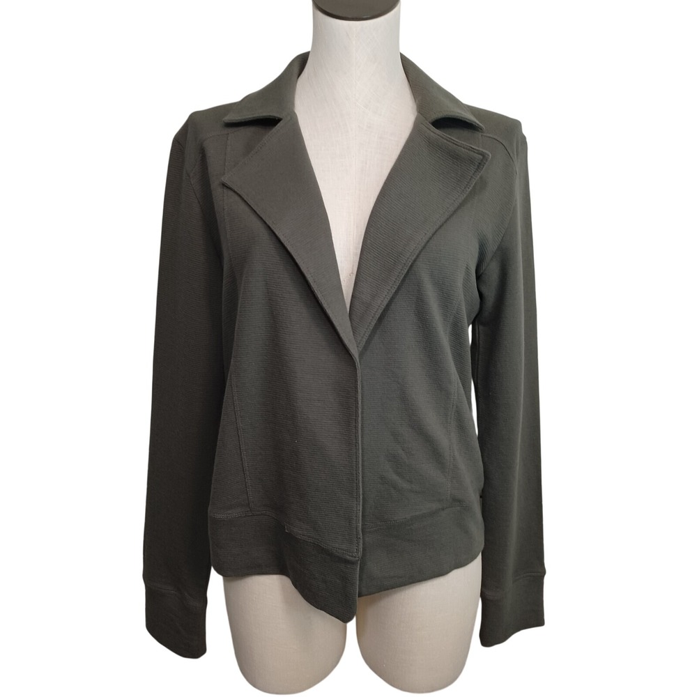 Susina Womens Small Gray 100% Cotton Textured Knit Open Front‎ Blazer Jacket